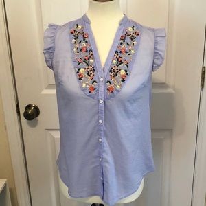 Anthropologie Maeve embroidered button up Sz0
